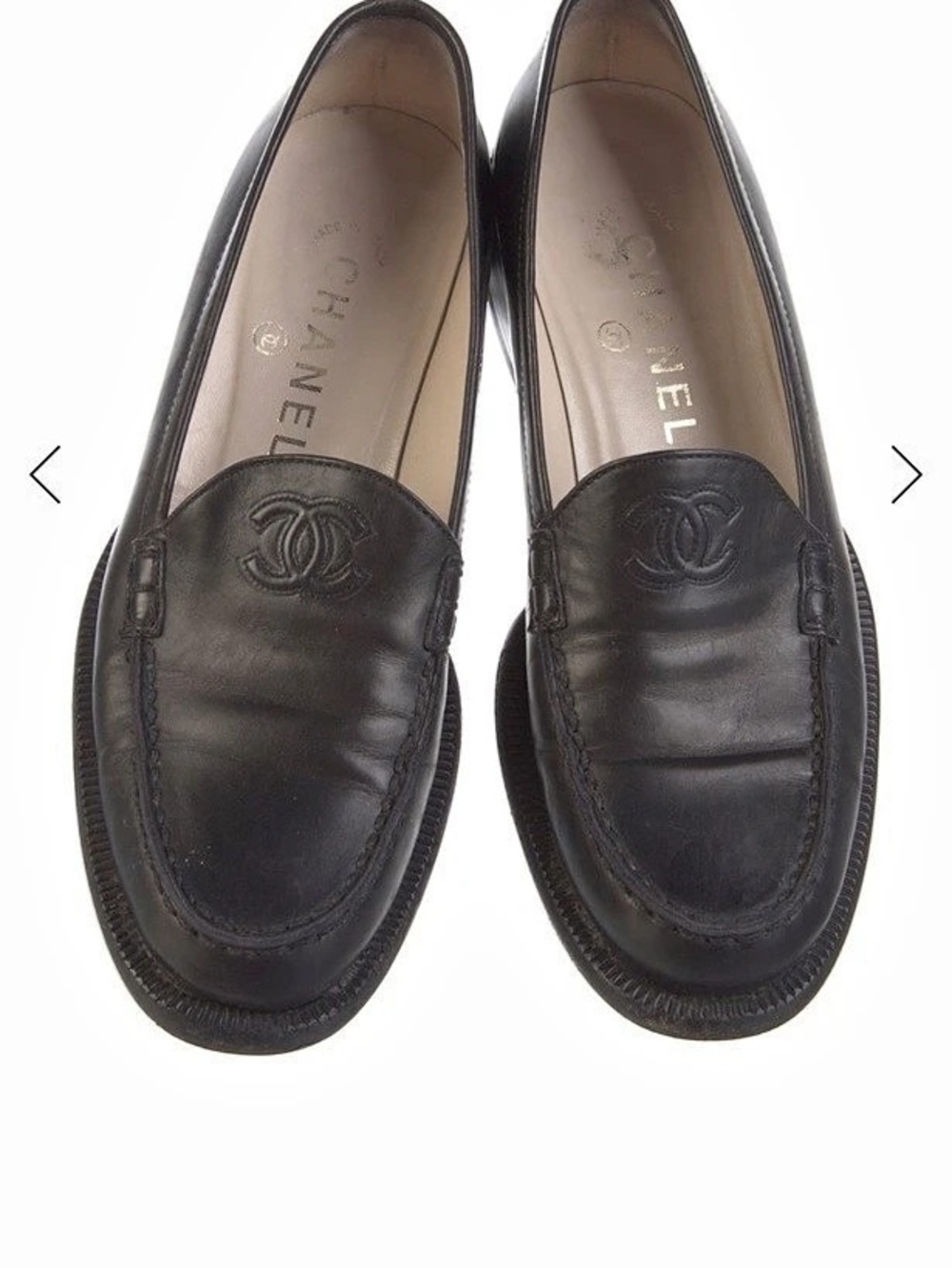 Chanel Vintage 1999 Interlocking CC Logo Leather Loafers Dark Brown EU 39.5